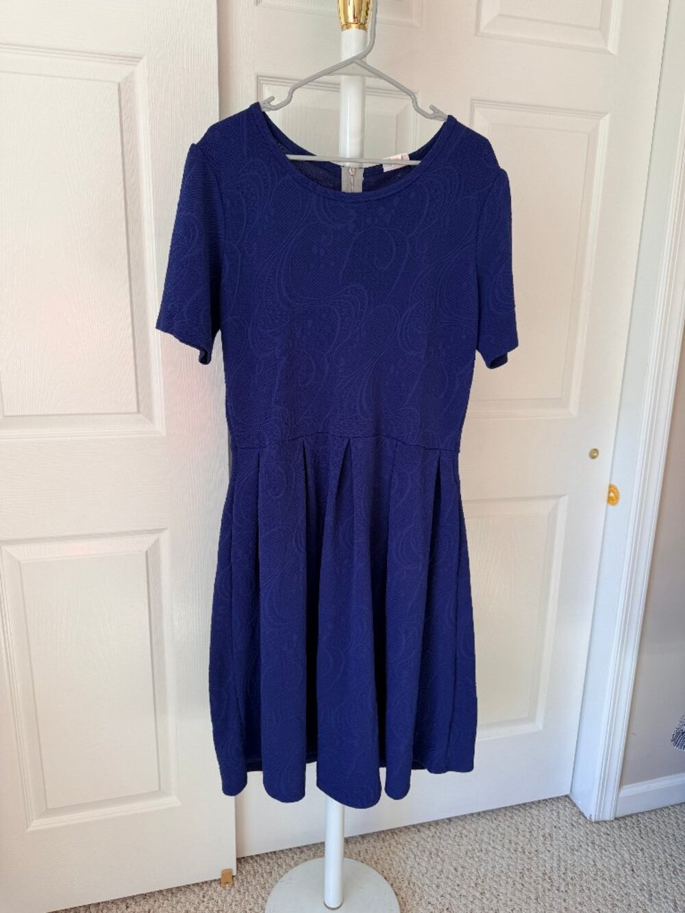 LuLaRoe Navy Blue Short Sleeve Textured Dress 3XL
